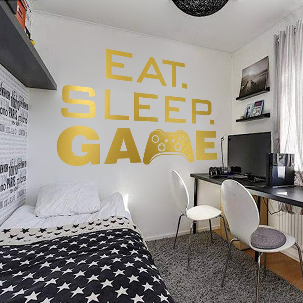 Eat Sleep Game Wall Decal, Controller Gamer Room Decor, Battlestation Vinyl Sticker