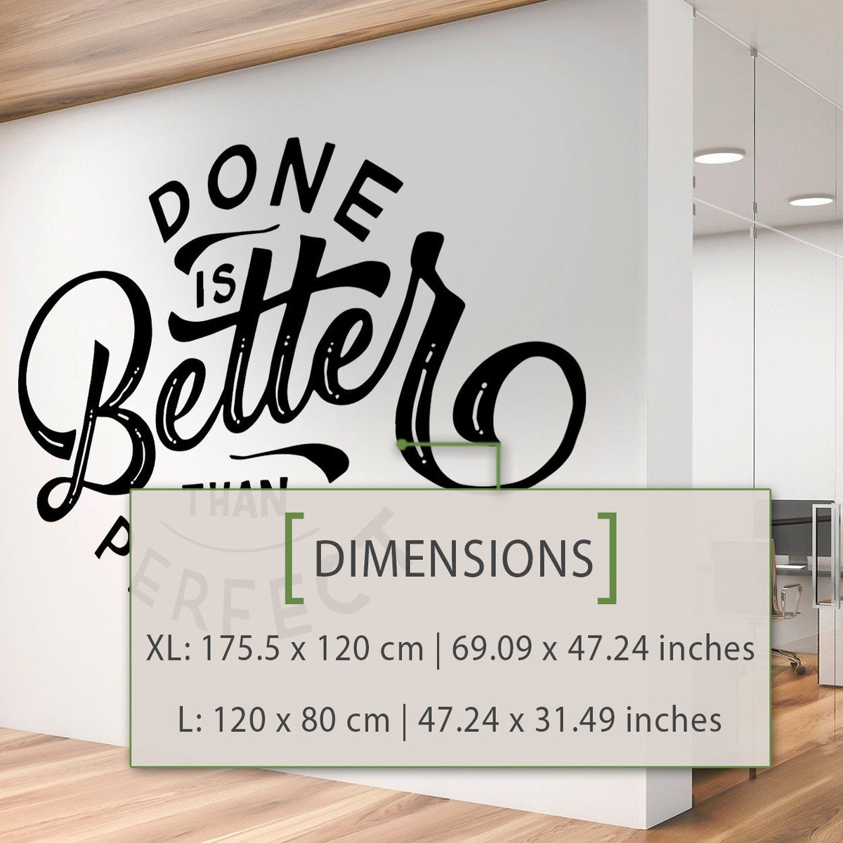 Done Is Better Than Ideal Vinyl Wall Decal, Motivational Office Decor