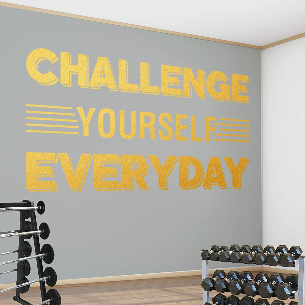 Challenge Yourself Gym Wall Decal: Motivational Exercise Sticker
