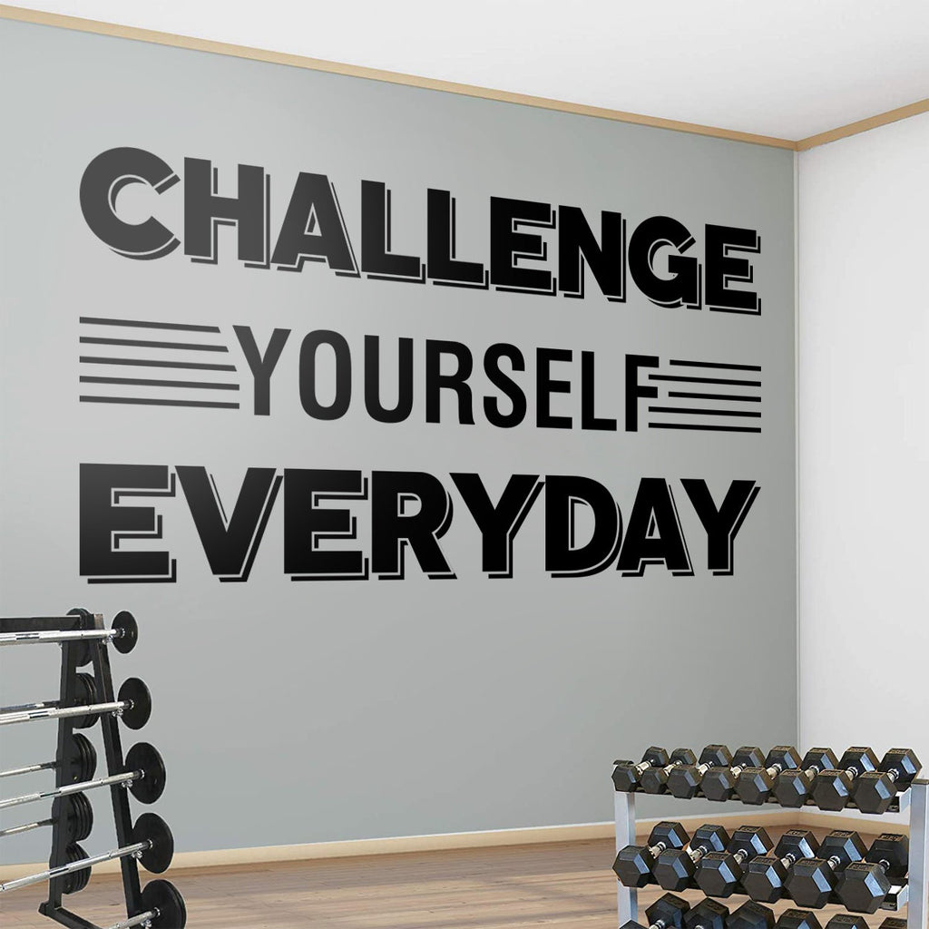 Challenge Yourself Gym Wall Decal: Motivational Exercise Sticker