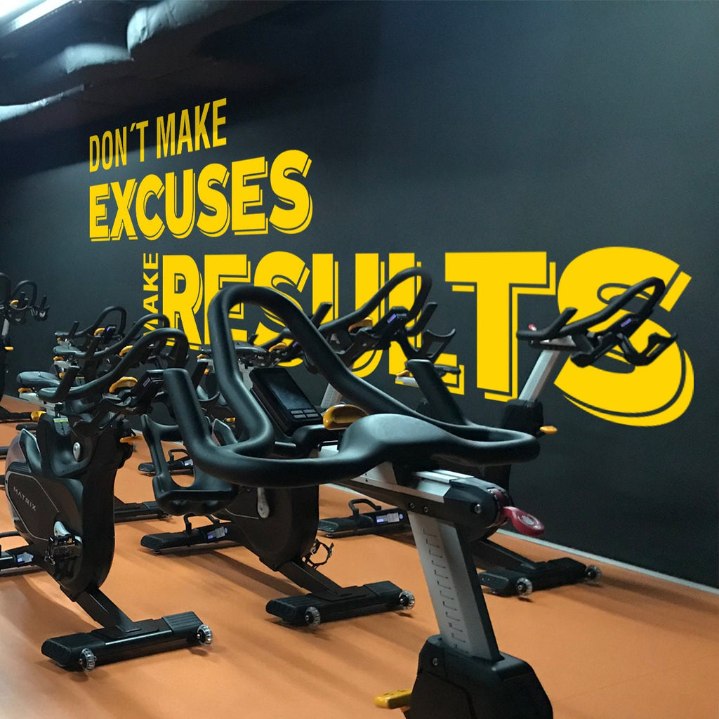 Motivational Gym Wall Decal: 'Don’t Make Excuses, Make Results' Vinyl Quote