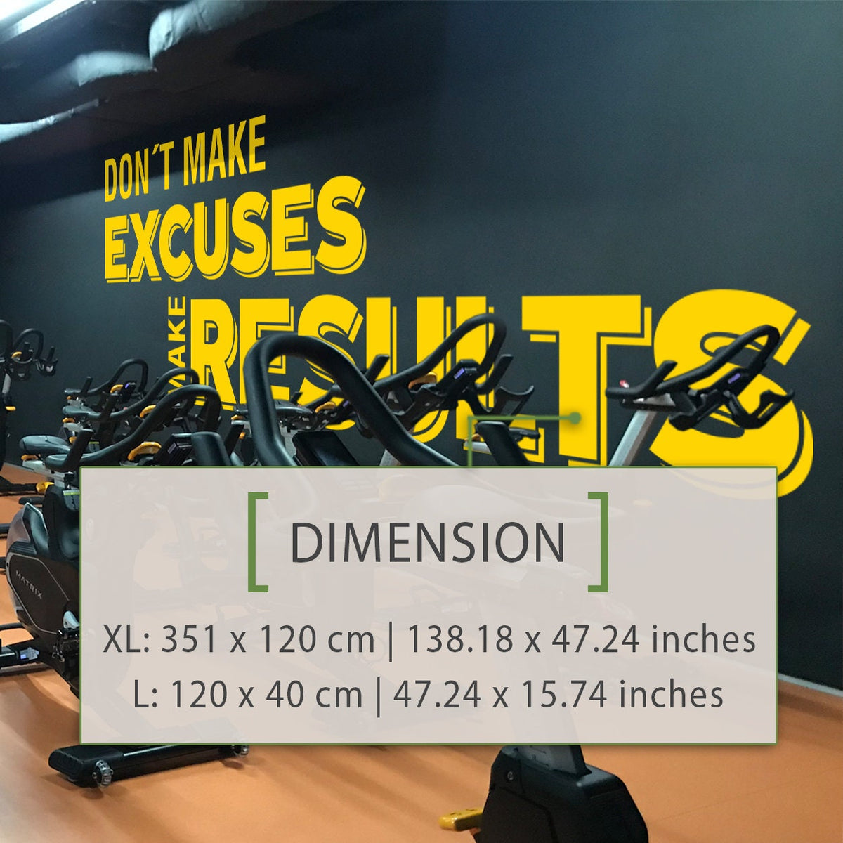 Motivational Gym Wall Decal: 'Don’t Make Excuses, Make Results' Vinyl Quote