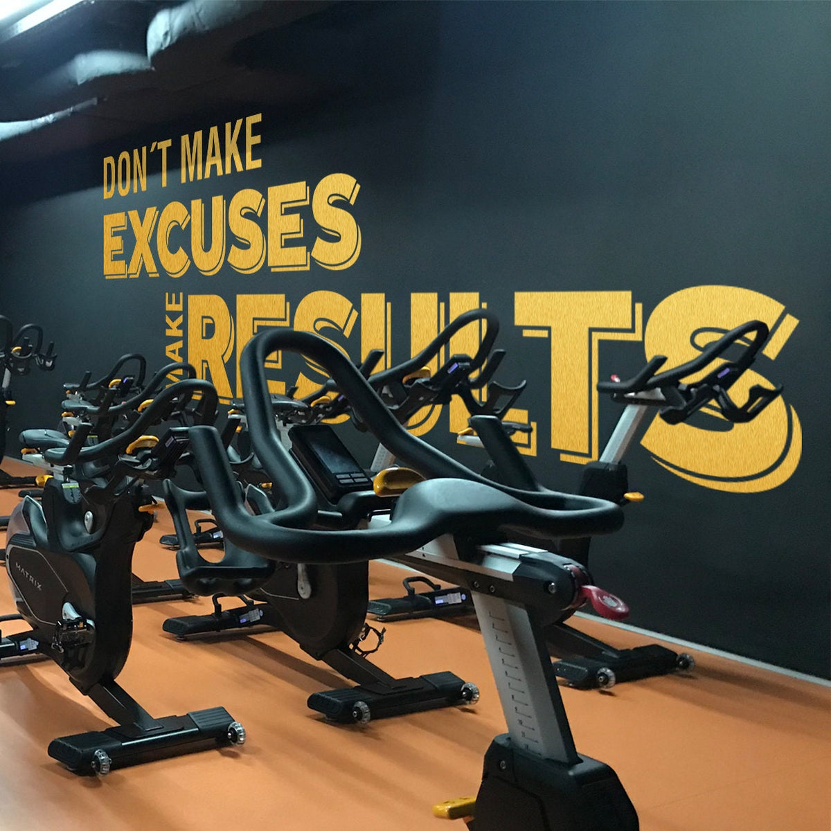 Motivational Gym Wall Decal: 'Don’t Make Excuses, Make Results' Vinyl Quote