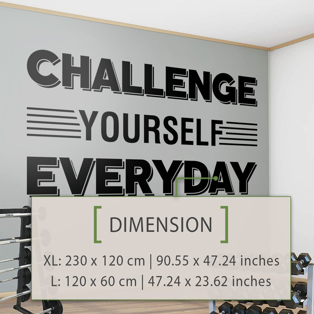 Challenge Yourself Gym Wall Decal: Motivational Exercise Sticker