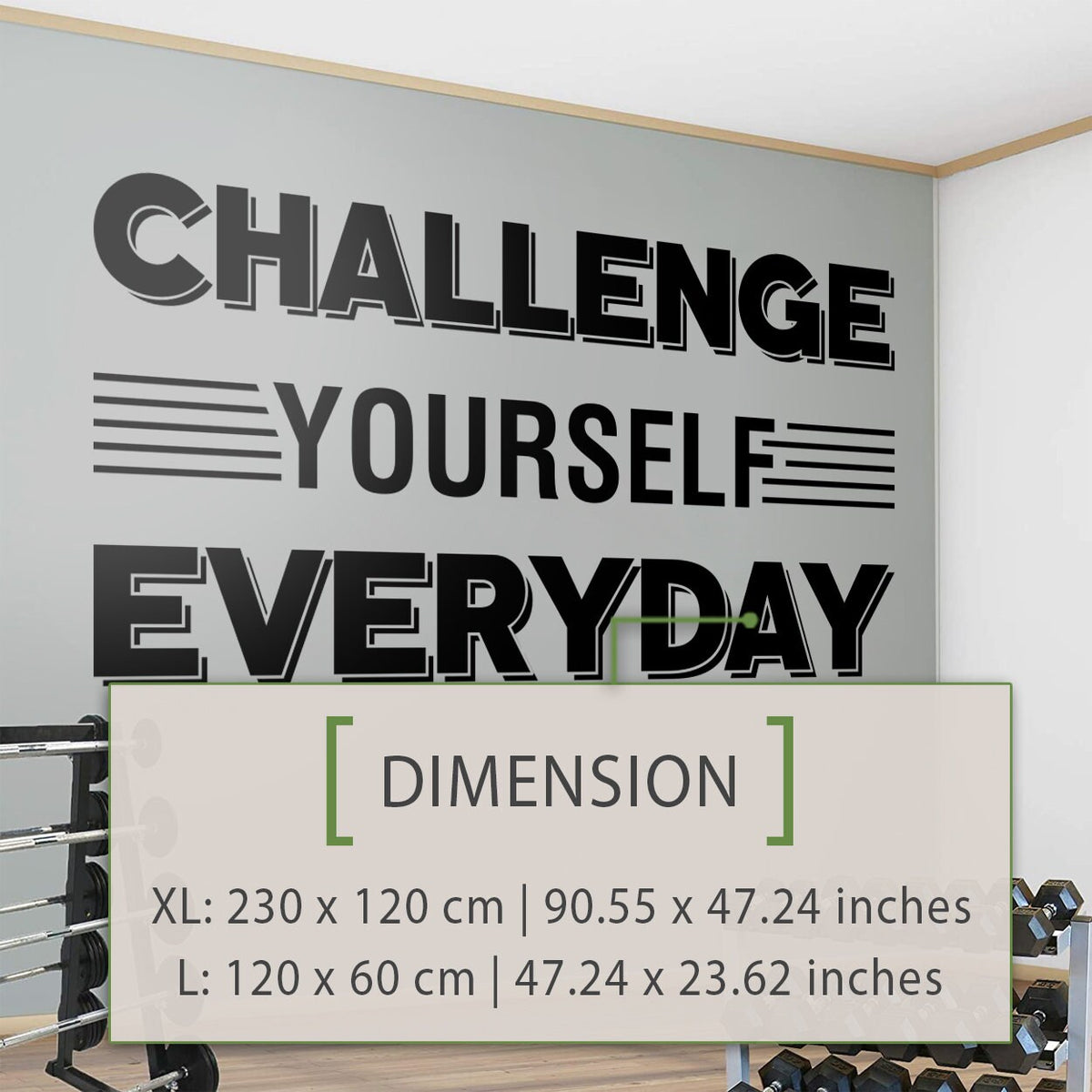 Challenge Yourself Gym Wall Decal: Motivational Exercise Sticker
