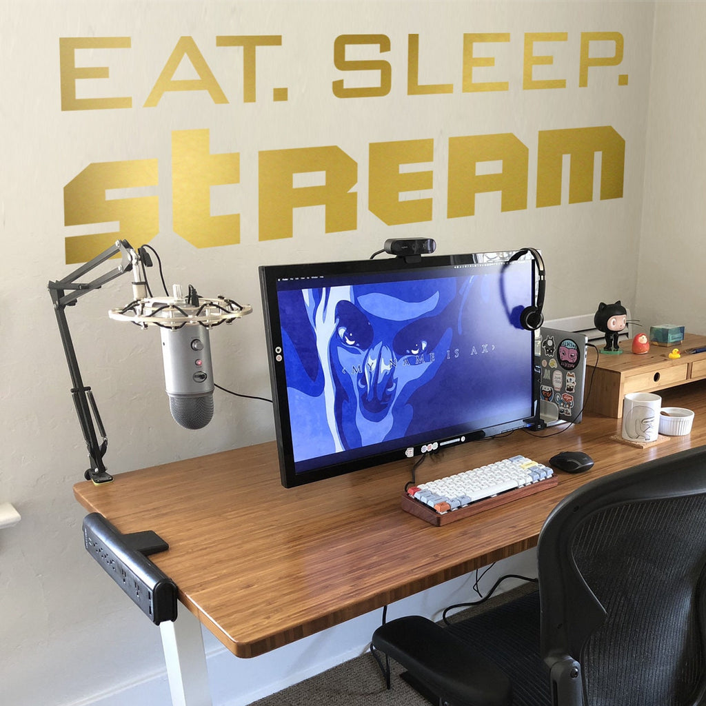 Eat Sleep Stream Wall Decal, Streamer Room Decor, Gamer Battlestation Sticker