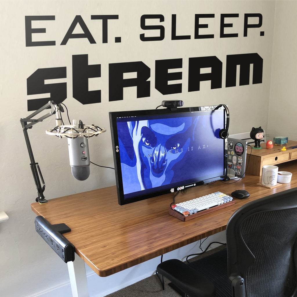 Eat Sleep Stream Wall Decal, Streamer Room Decor, Gamer Battlestation Sticker