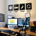 Eat Sleep Stream Repeat Wall Decal, Streamer Room Decor, Gamer Battlestation Vinyl
