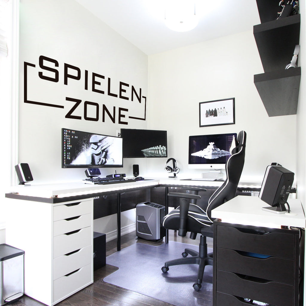 German Gaming Zone Wall Decal, Spielen Zone Gamer Room Decor, Vinyl Sticker