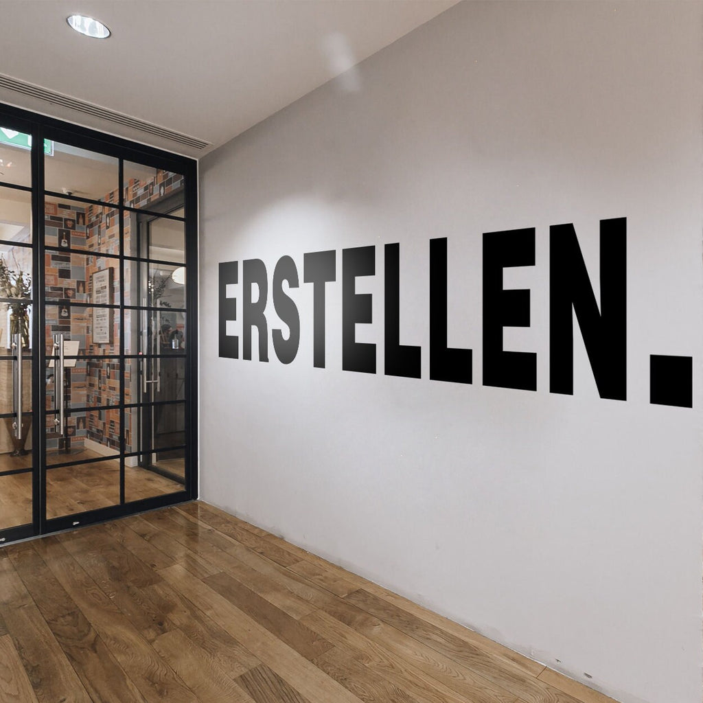 Erstellen Wall Decal, Minimalist German Office Wall Art, Vinyl Lettering for Workspace