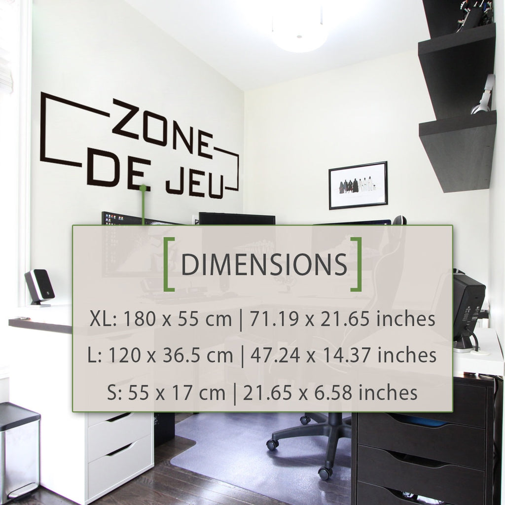 French Gaming Zone Wall Decal, Zone de Jeu Gamer Room Decor, Vinyl Sticker