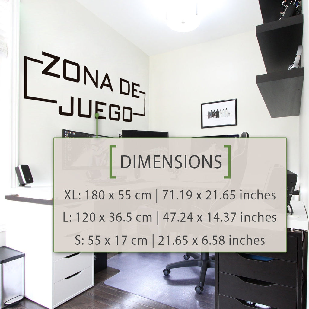 Spanish Gaming Zone Wall Decal, Zona de Juego Gamer Room Decor, Vinyl Sticker
