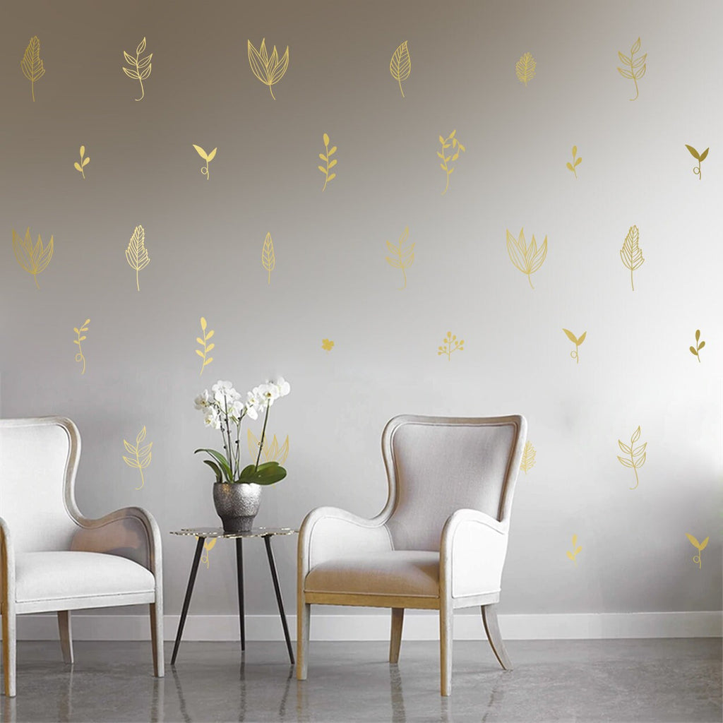 Hand Drawn Leaf Wall Decals: Botanical Home Decor (110 Pack)