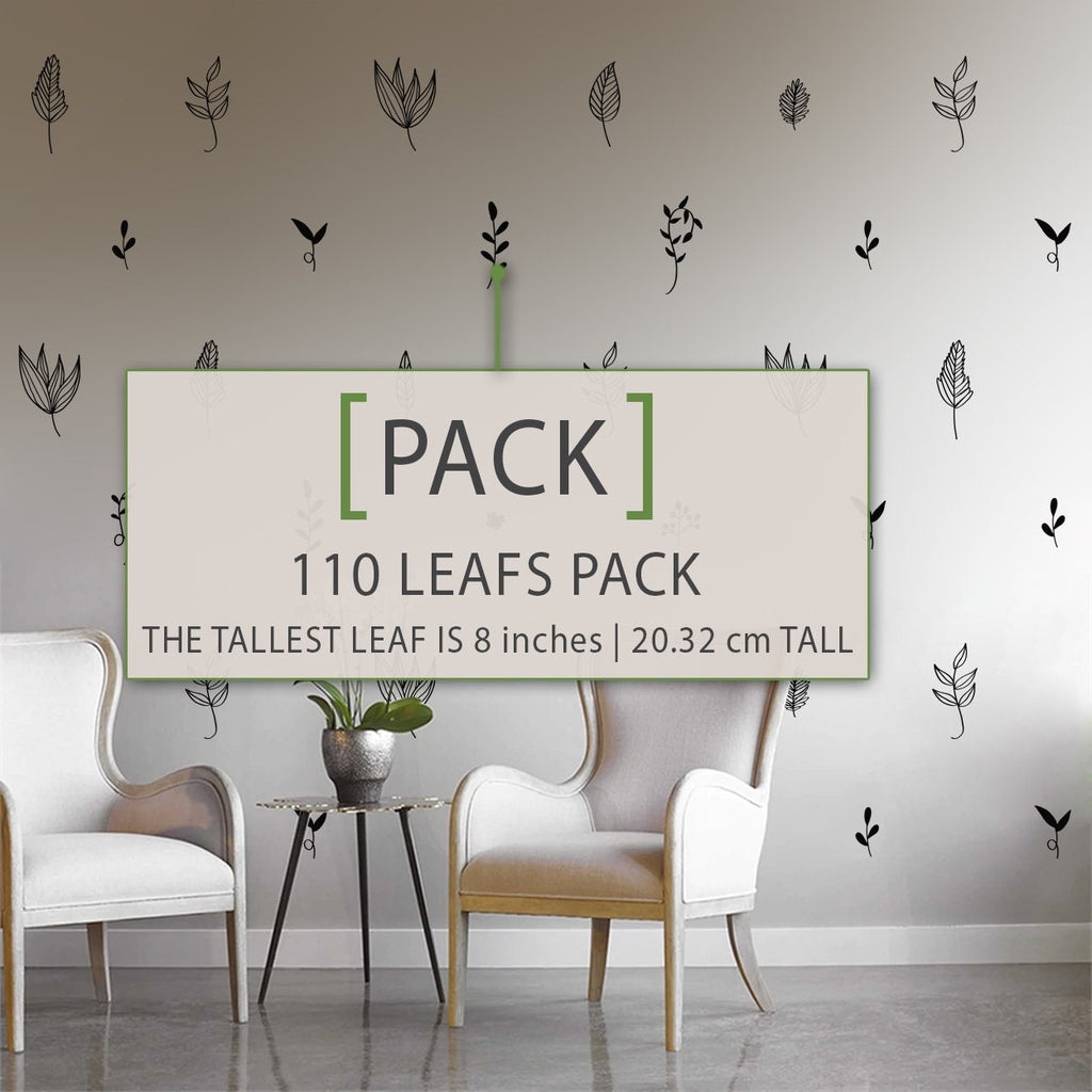 Hand Drawn Leaf Wall Decals: Botanical Home Decor (110 Pack)