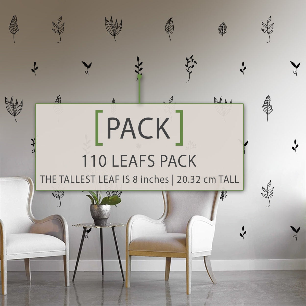 Hand Drawn Leaf Wall Decals: Botanical Home Decor (110 Pack)