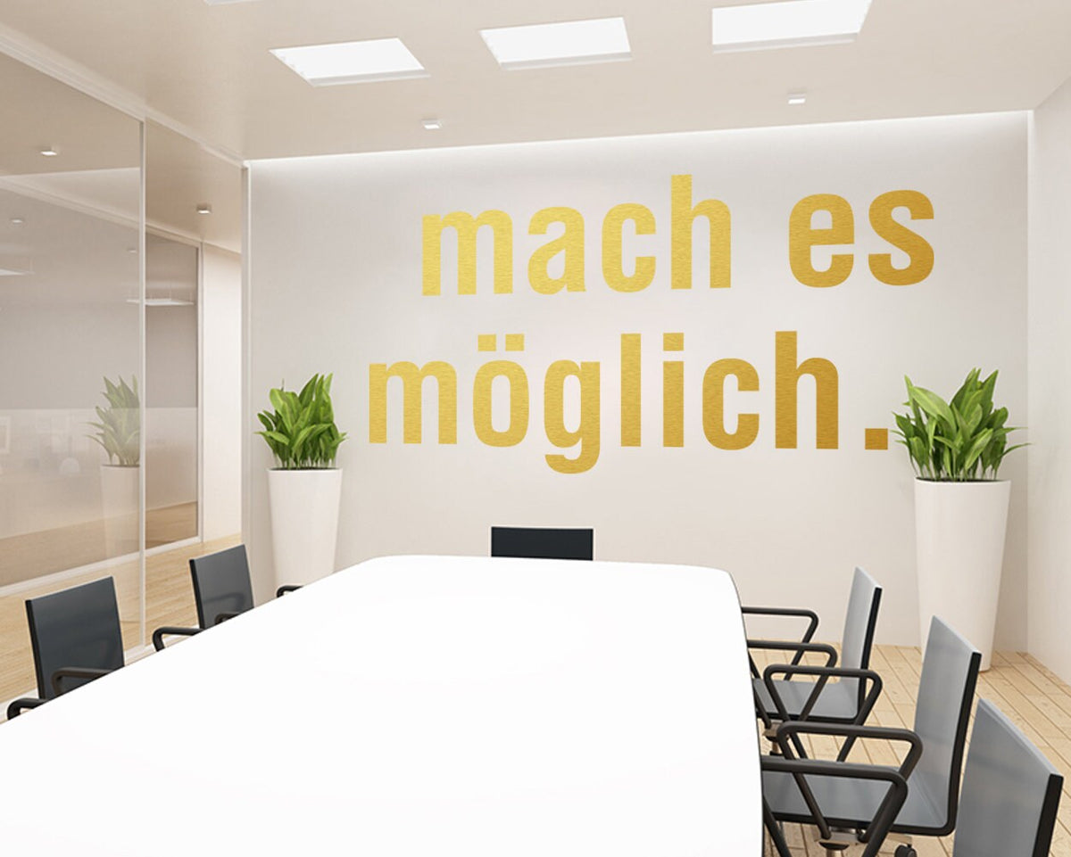 Office Wall Decal: German 'Mach Es Moeglich' Motivational Decor