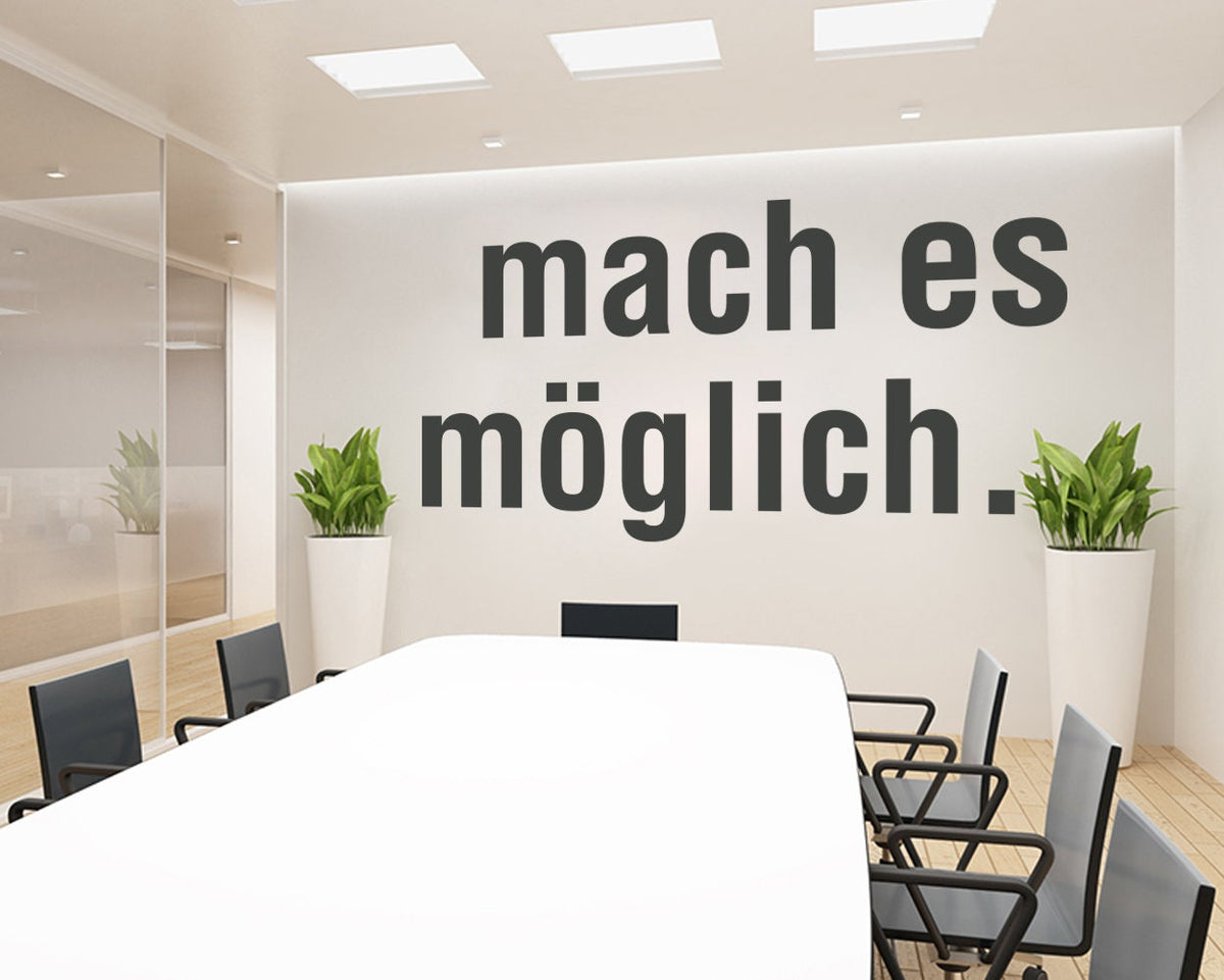 Office Wall Decal: German 'Mach Es Moeglich' Motivational Decor