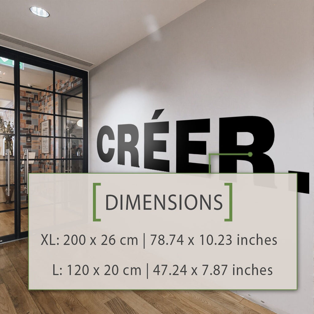 Créer Wall Decal, Minimalist French Office Wall Art, Vinyl Lettering for Workspace