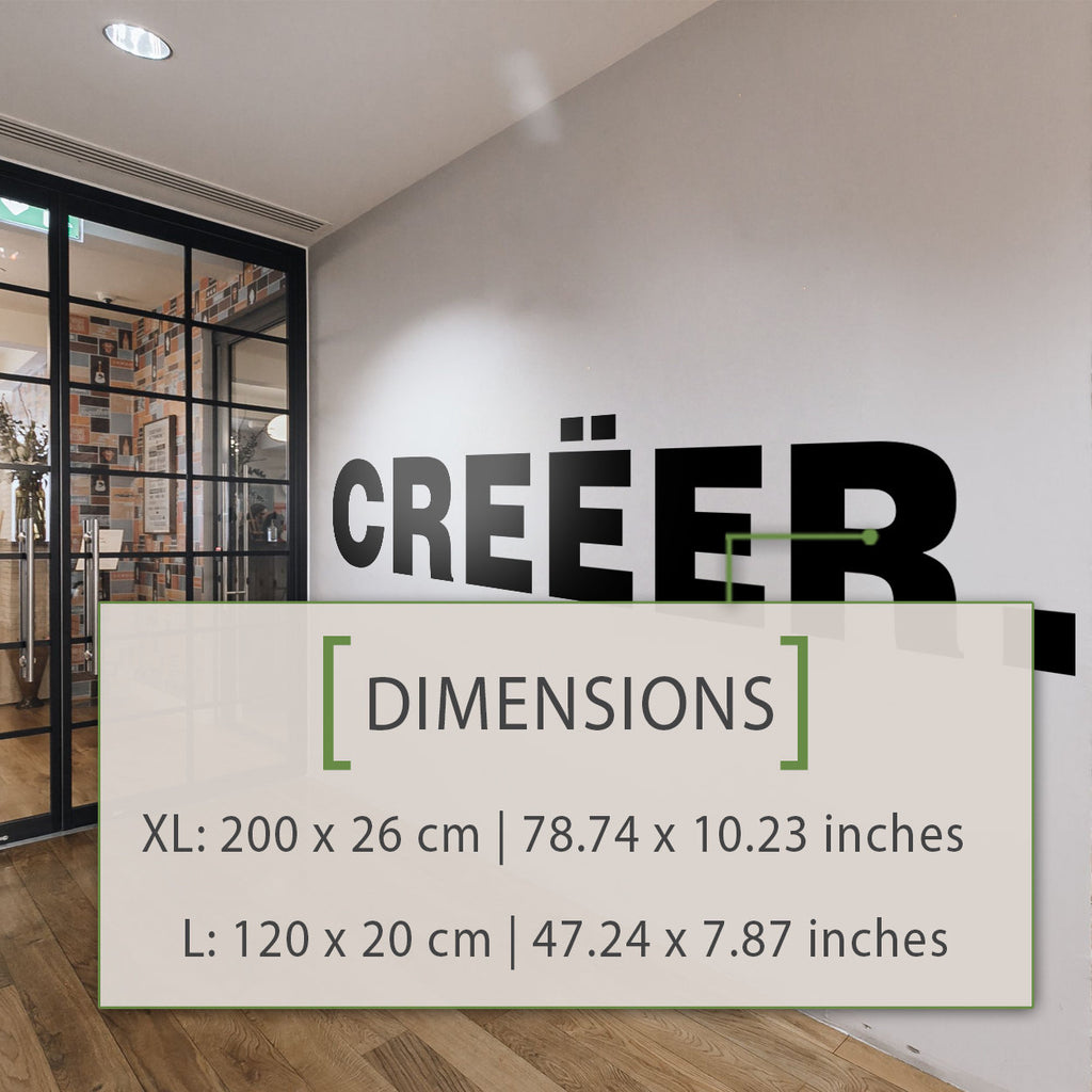 Creëer Wall Decal, Minimalist Dutch Office Wall Art, Vinyl Lettering for Workspace