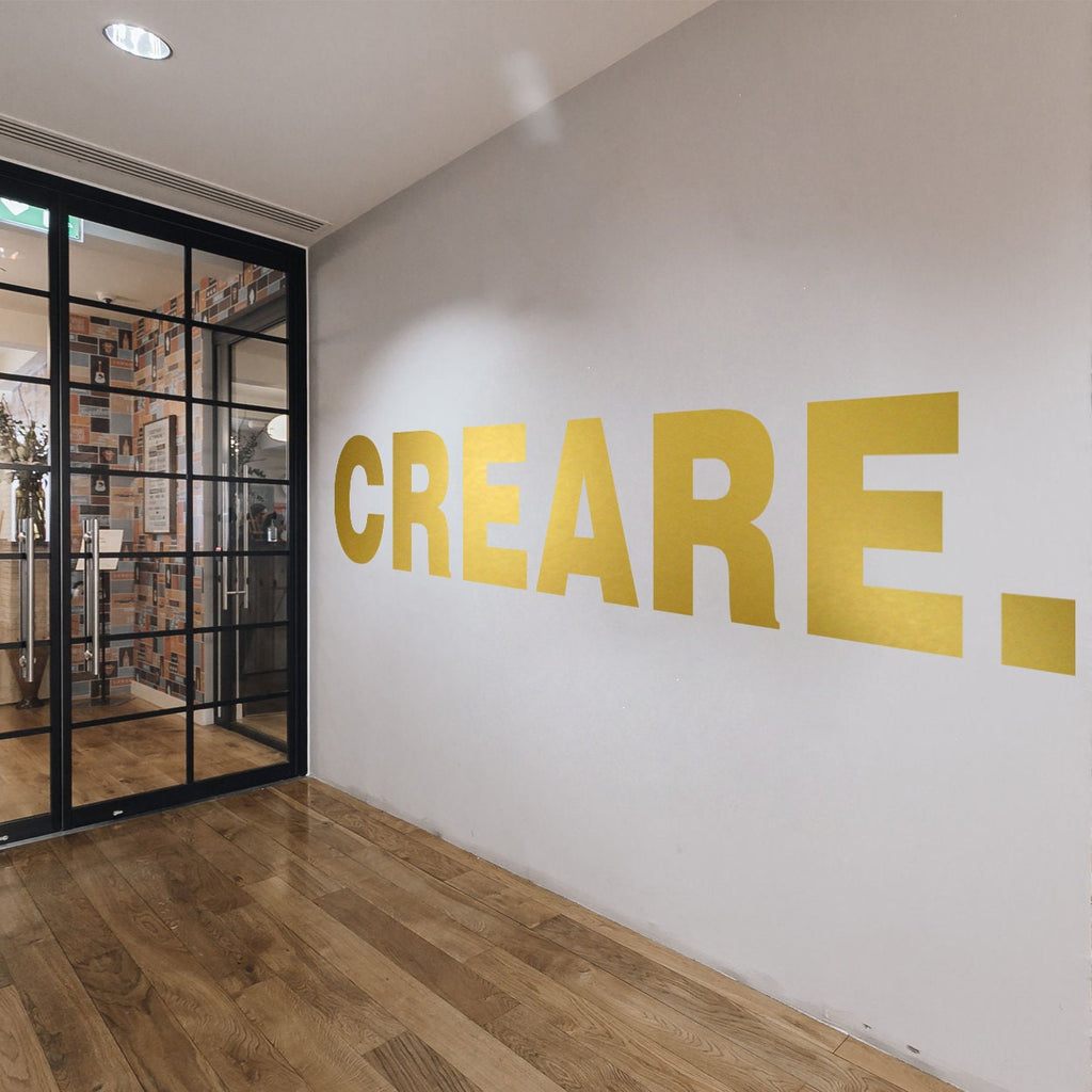 Creare Wall Decal, Minimalist Italian Office Wall Art, Vinyl Lettering for Workspace