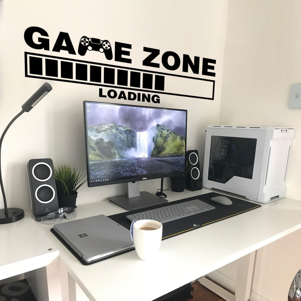 Game Zone Wall Decal, Gamer Room Decor, Battlestation Vinyl Sticker, Minimalist Art