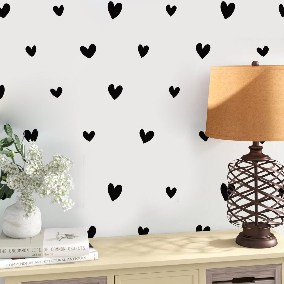 Hand Drawn Heart Wall Decals: Scandinavian Home Decor