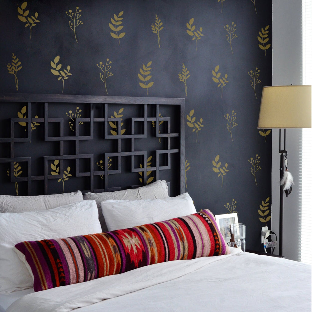 Floral Branch Wall Decals: Hand-Drawn Leaves, Nursery Decor