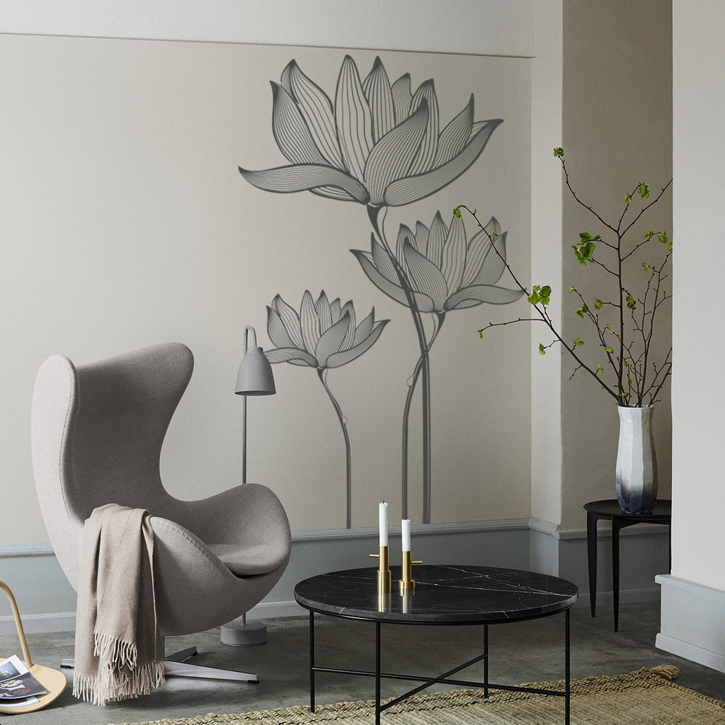 Lotus Flower Wall Decal: Romantic Minimalist Home Decor