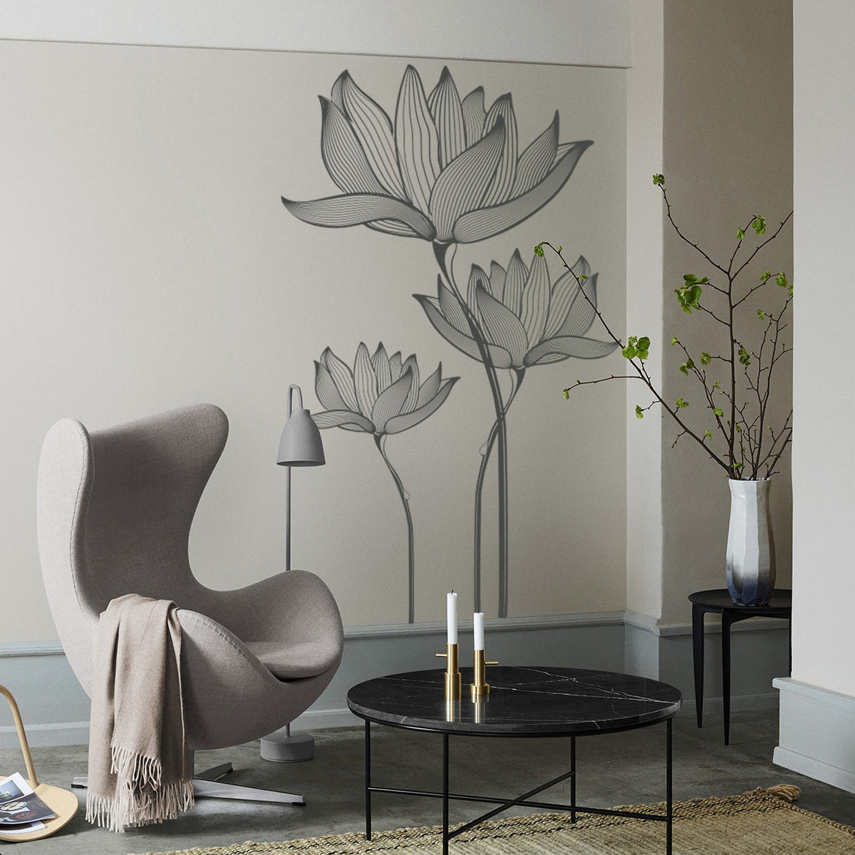 Lotus Flower Wall Decal: Romantic Minimalist Home Decor