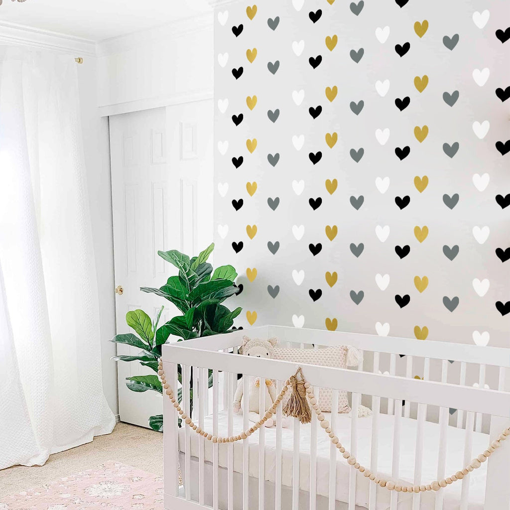 Rainbow Heart Wall Decals: Colorful Nursery Decor, Kids Room (104 Hearts)