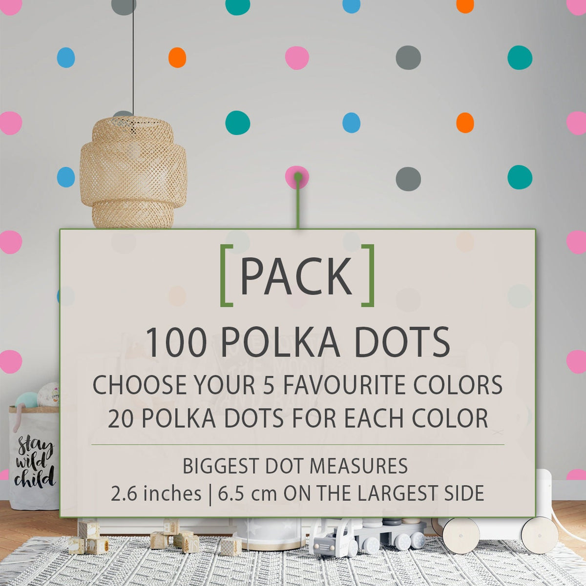 Rainbow Polka Dot Wall Decals: Colorful Nursery Decor, 100 Vinyl Dots