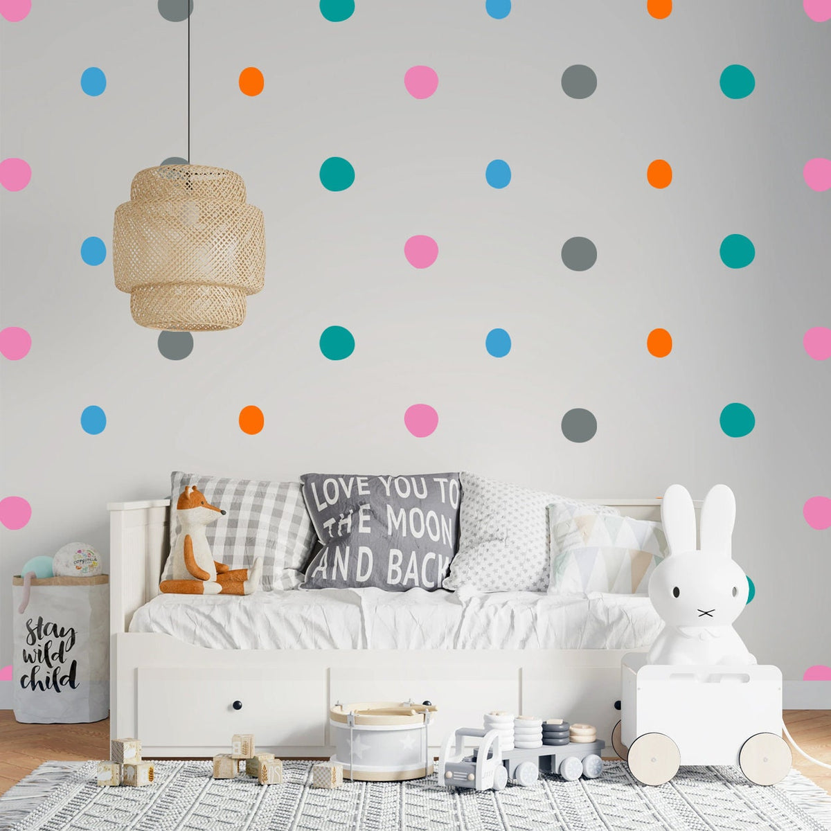 Rainbow Polka Dot Wall Decals: Colorful Nursery Decor, 100 Vinyl Dots