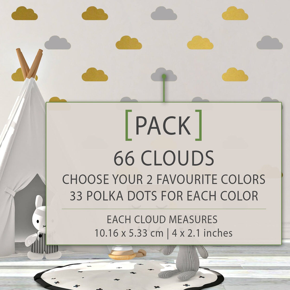 Cloud Wall Decals: Nursery Decor, 66 Pieces