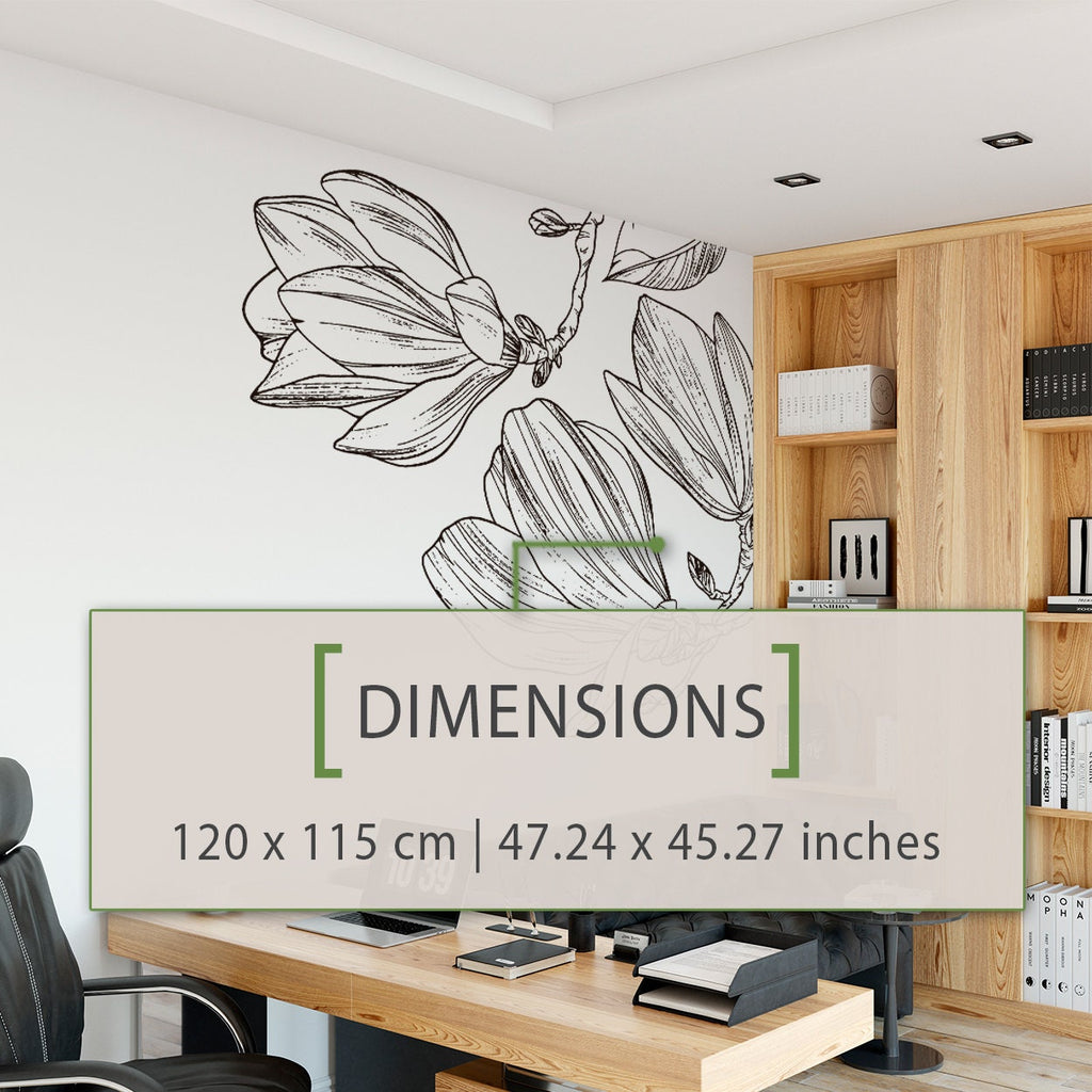 Magnolia Flower Corner Wall Decal: Minimalist Floral Decor