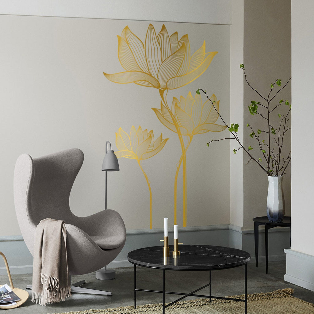 Lotus Flower Wall Decal: Romantic Minimalist Home Decor