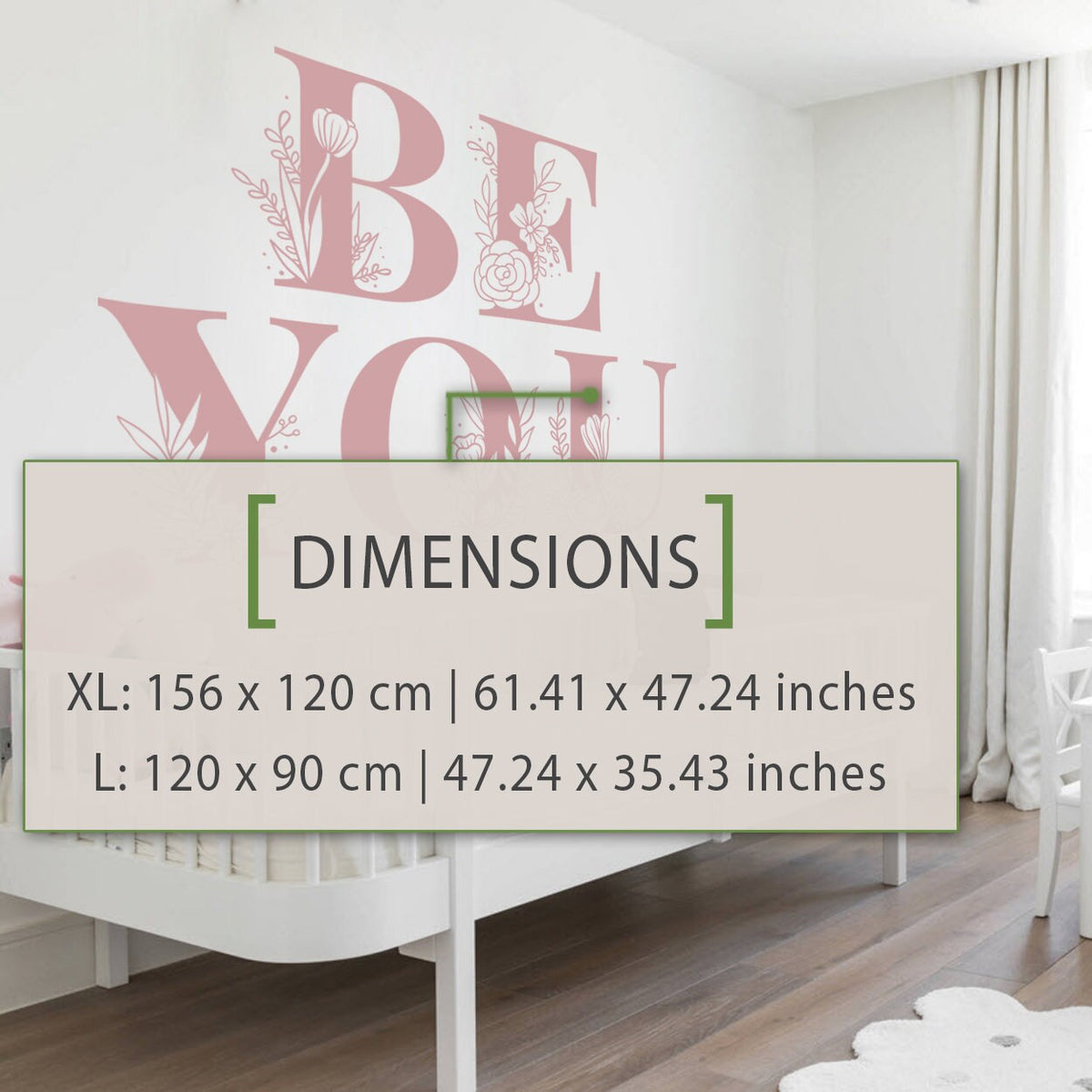 Be You Floral Wall Decal: Minimalist Vinyl Sticker, Calming Botanical Decor