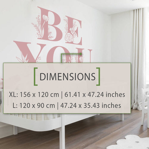Be You Floral Wall Decal: Minimalist Vinyl Sticker, Calming Botanical Decor