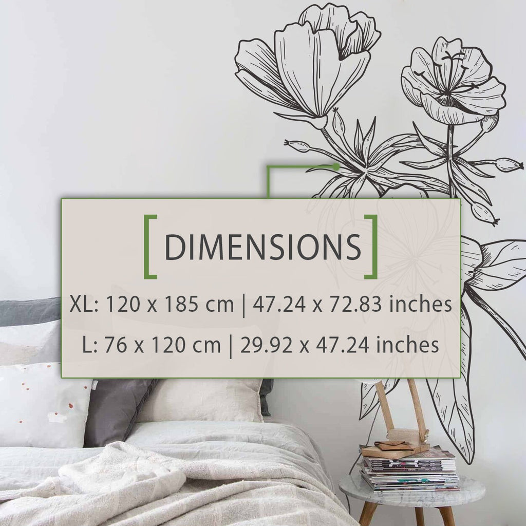 Floral Corner Wall Decal: Minimalist Flower Outline Art