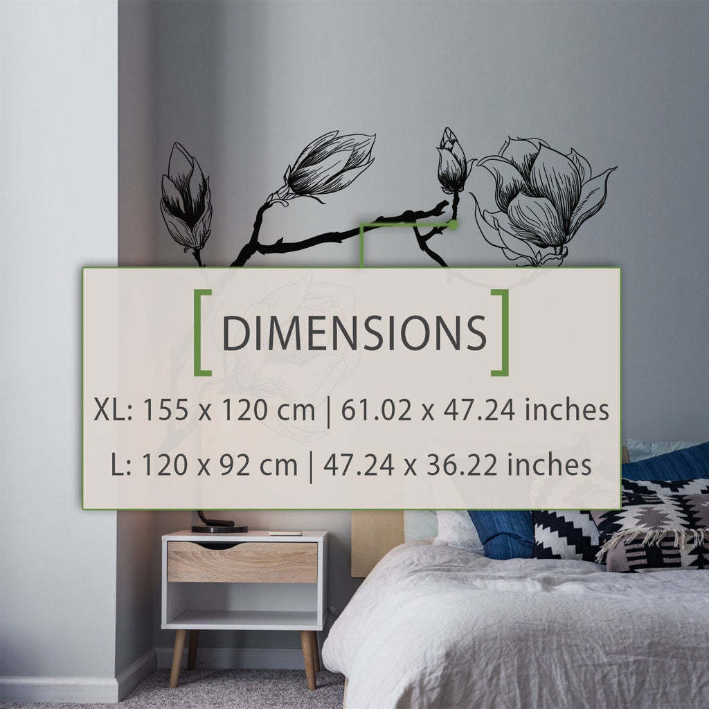 Magnolia Branch Wall Decal: Floral Corner Decor