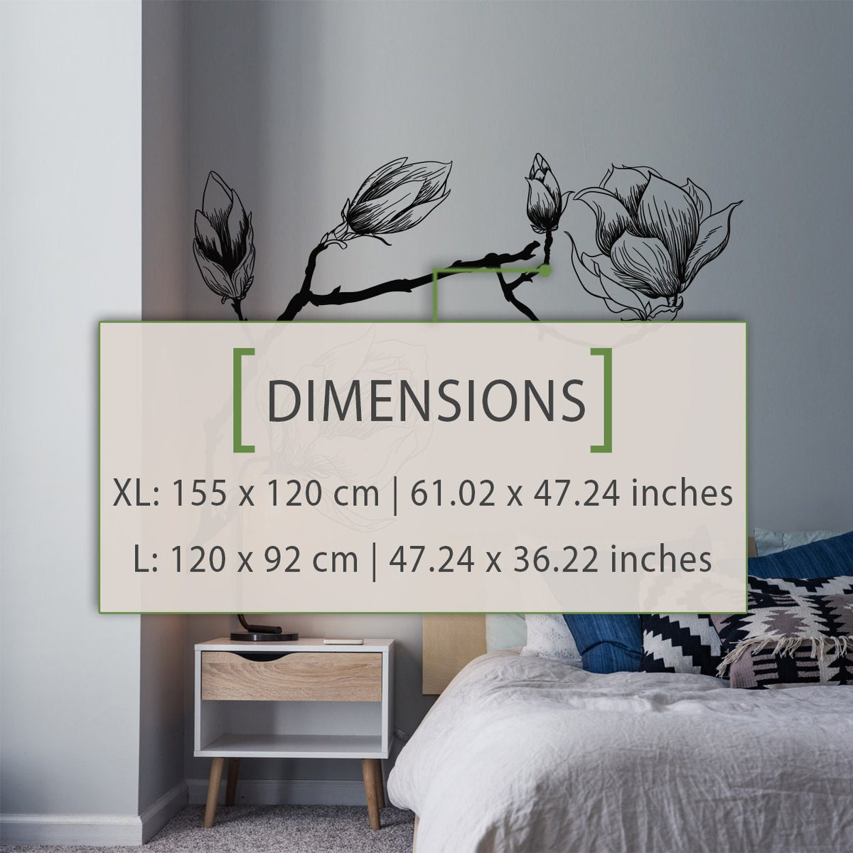 Magnolia Branch Wall Decal: Floral Corner Decor