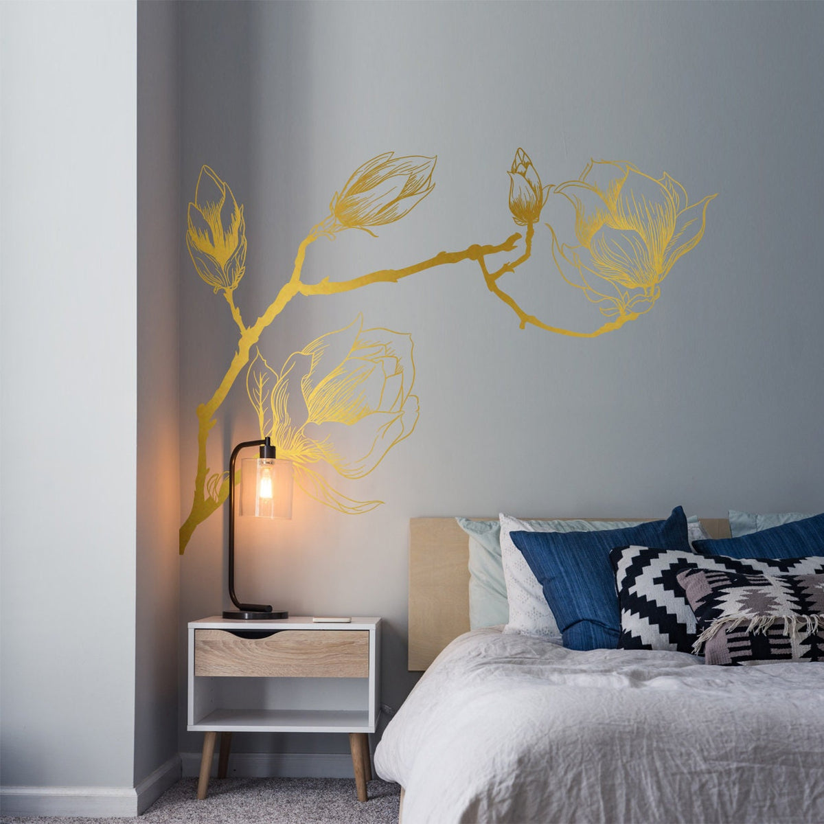Magnolia Branch Wall Decal: Floral Corner Decor
