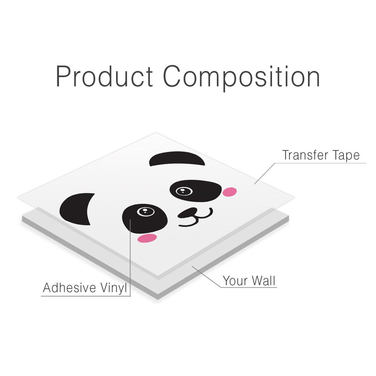 Panda Face Vinyl Wall Decal, Kids Room Decor