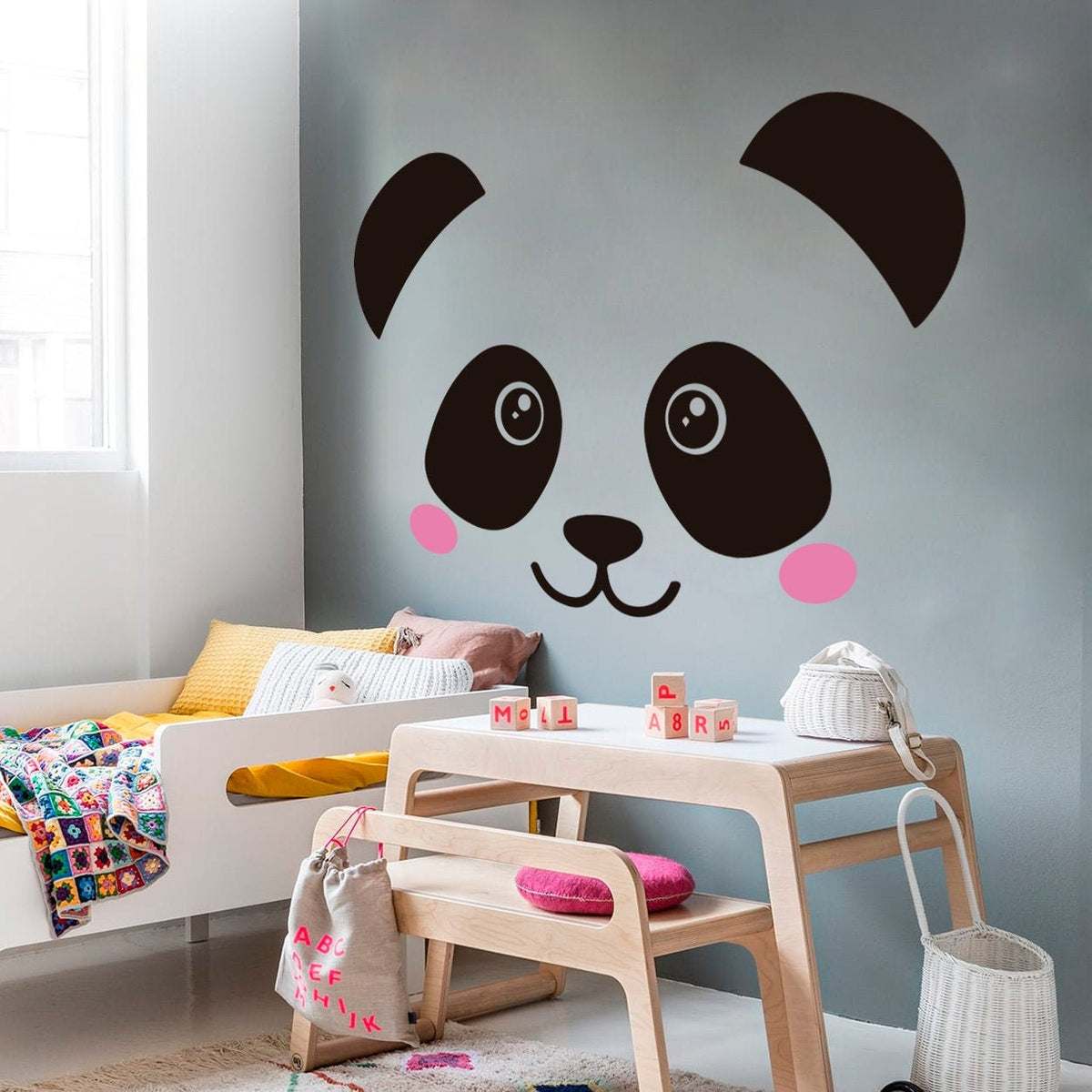 Panda Face Vinyl Wall Decal, Kids Room Decor