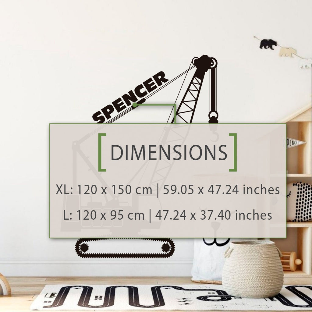 Crane Wall Decal: Custom Name, Construction Nursery Decor