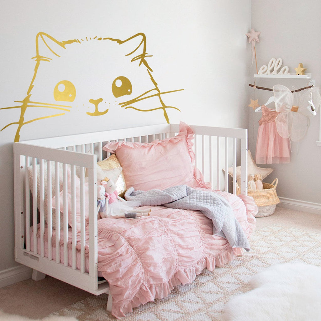 Cat Headboard Wall Decal, Girl Nursery Decor