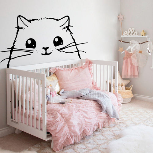 Cat Headboard Wall Decal, Girl Nursery Decor