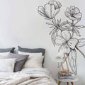 Floral Corner Wall Decal: Minimalist Flower Outline Art