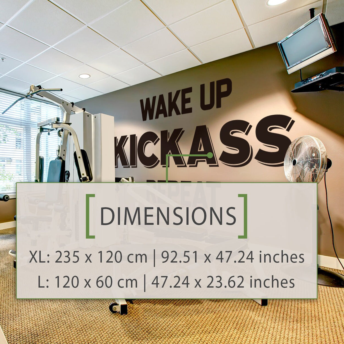 Wake Up, Kickass, Repeat, Gym, Wall, Decor, Sticker