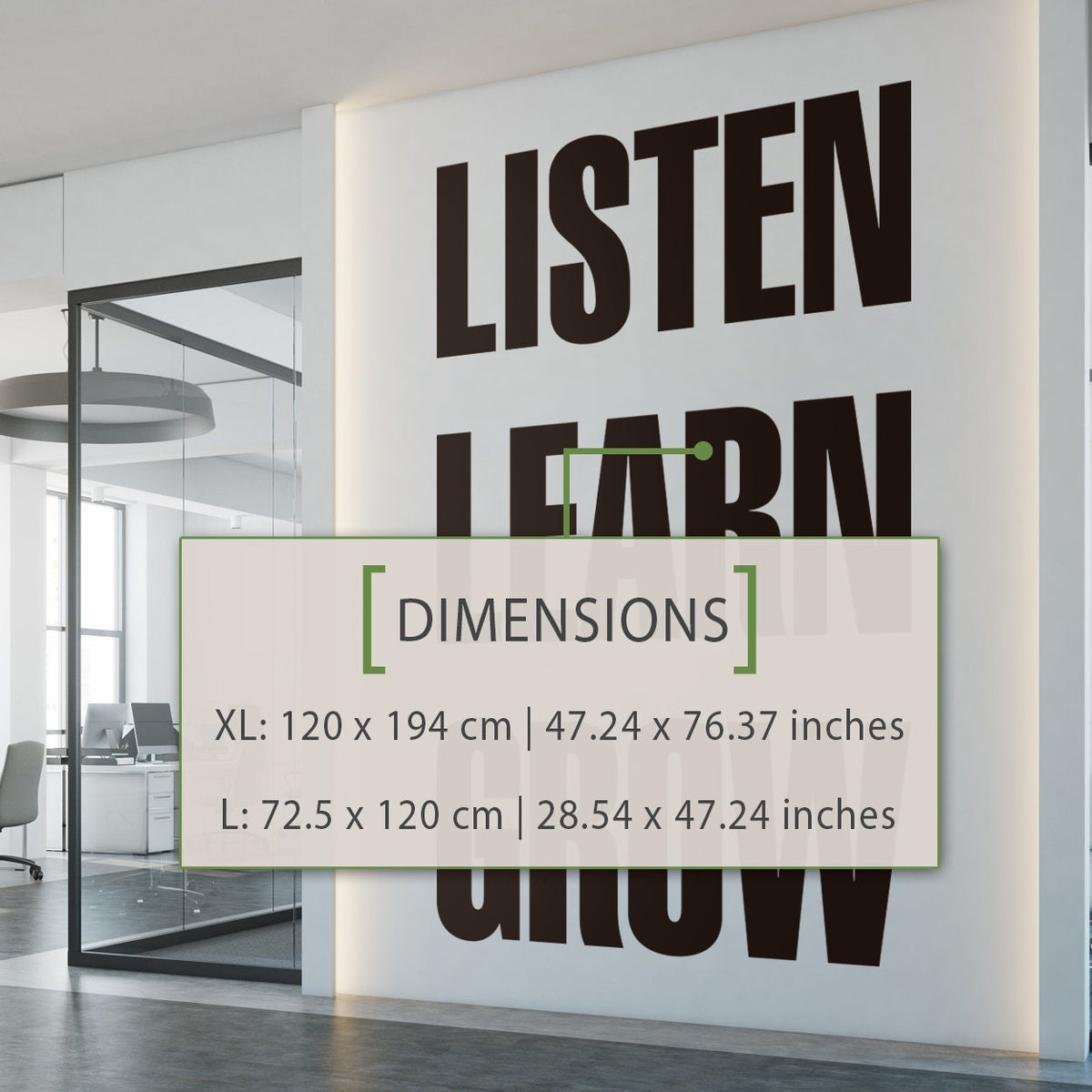 Listen Learn Grow Wall Decal, Classroom Decor, Motivational Quote Sticker