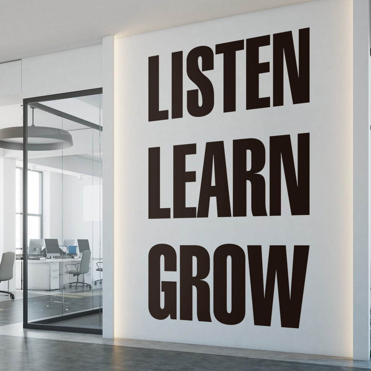 Listen Learn Grow Wall Decal, Classroom Decor, Motivational Quote Sticker